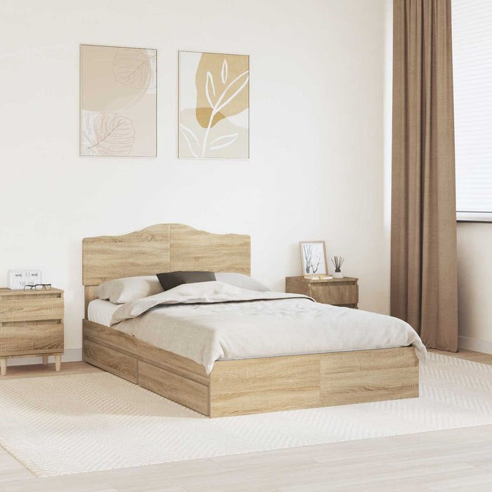 Letto con Contenitore con testiera-Struttura Letto con contenitore Rovere Sonoma 120 x 200 cm 348258