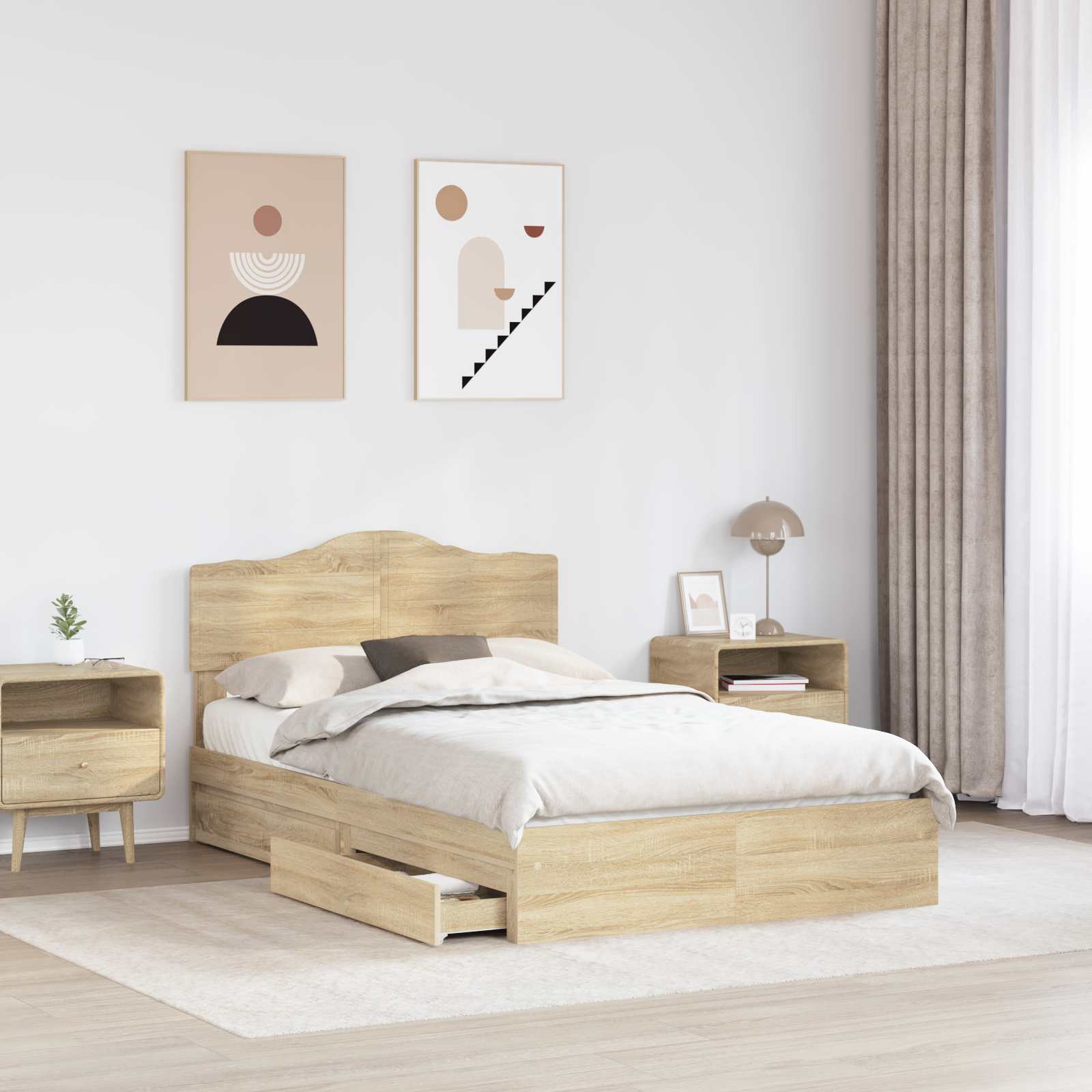 Letto con Contenitore con testiera Rovere Sonoma 120 x 200 cm 3413112