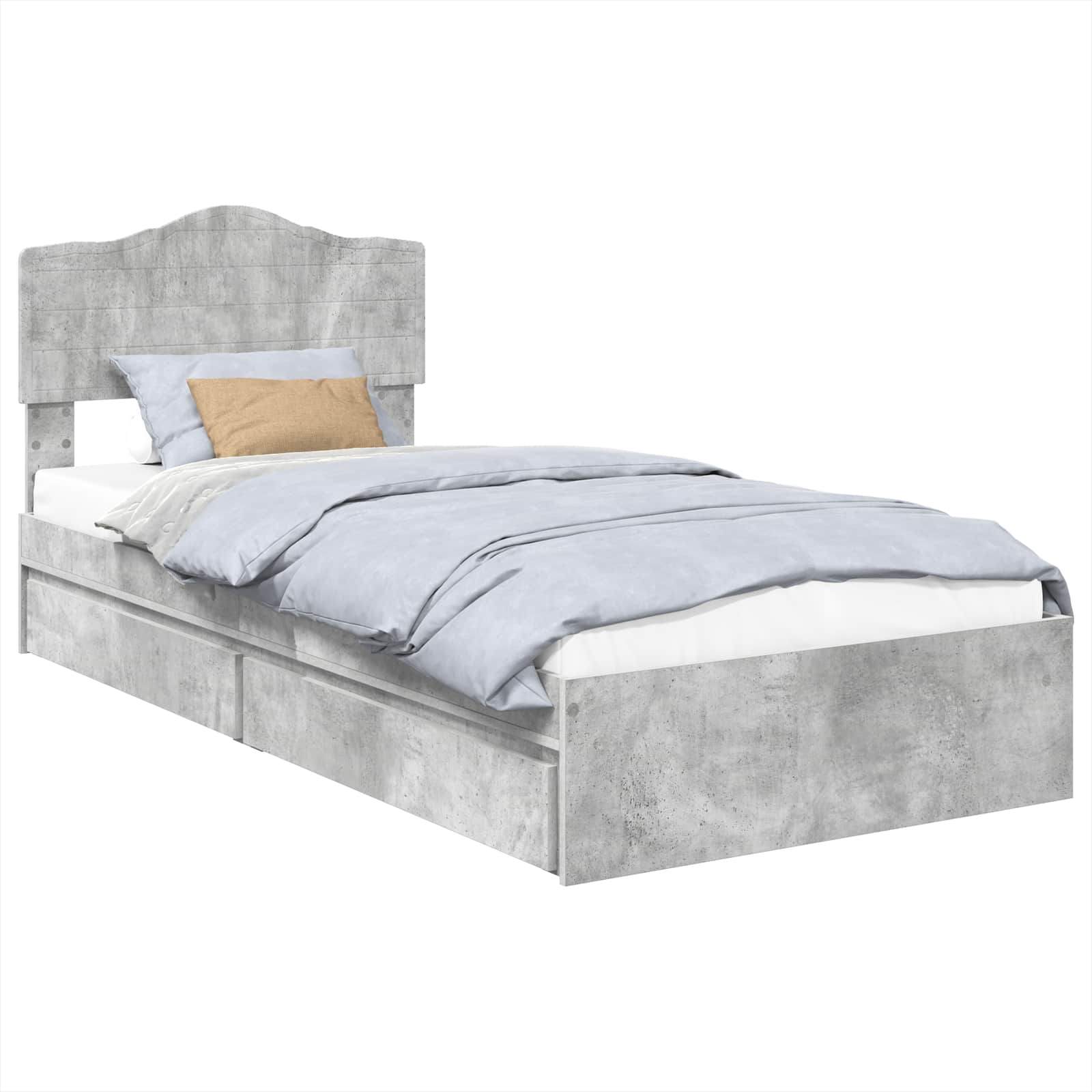 Letto con Contenitore con testiera-Struttura Letto con contenitore Grigio cemento 100 x 200 cm 104048