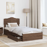 Letto con Contenitore con testiera-Struttura Letto con contenitore Rovere Marrone 90 x 200 cm 516144