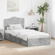 Letto con Contenitore con testiera Grigio cemento 90 x 190 cm 3413141