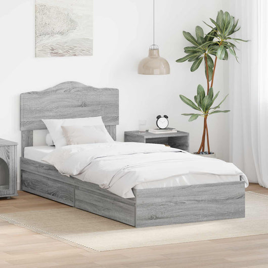 Letto con Contenitore con testiera-Struttura Letto con contenitore Grigio Sonoma 90 x 190 cm 861330