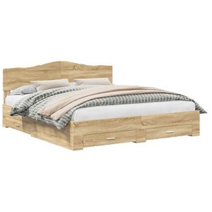 Struttura del letto con testiera Rovere Sonoma 200 x 200 cm 3413154