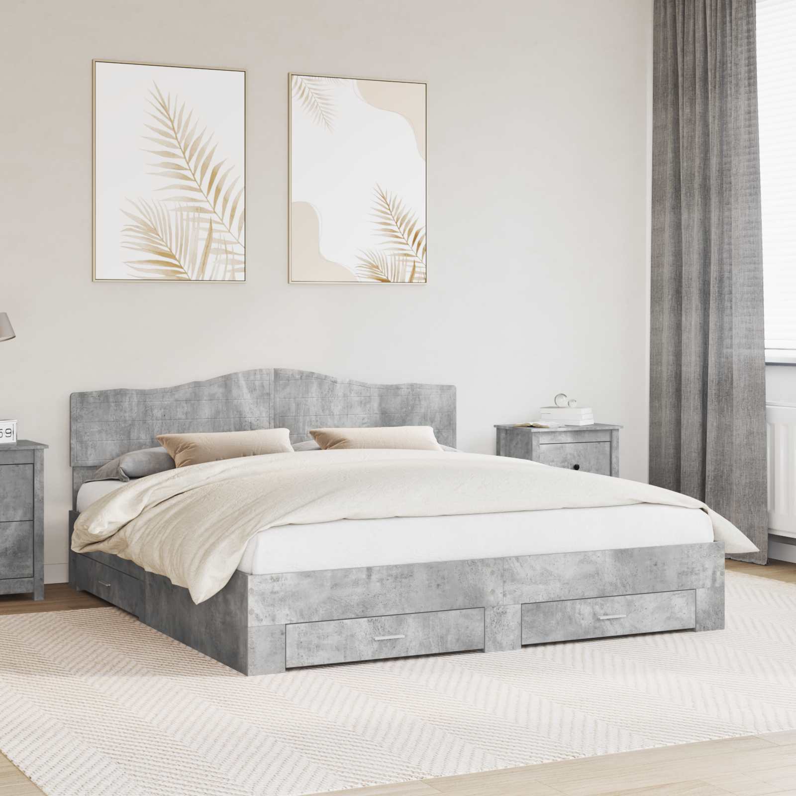 Struttura del letto con testiera Grigio cemento 200 x 200 cm 3413155