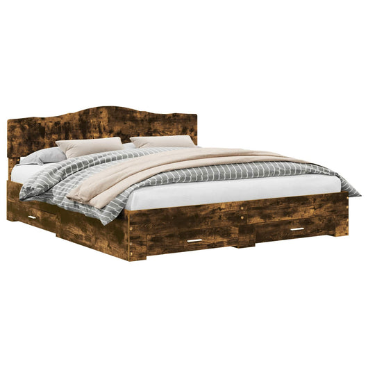 Struttura del letto Rovere fumé 200 x 200 cm Legno multistrato 3413156