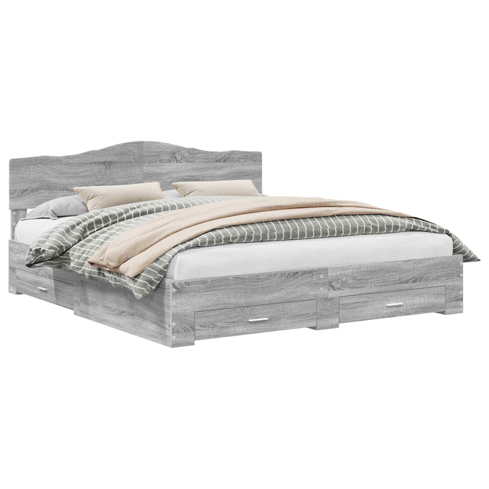 Struttura del letto con testiera Grigio Sonoma 200 x 200 cm 3413157