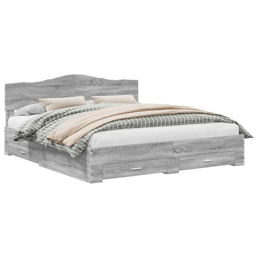 Struttura del letto con testiera Grigio Sonoma 200 x 200 cm 3413157