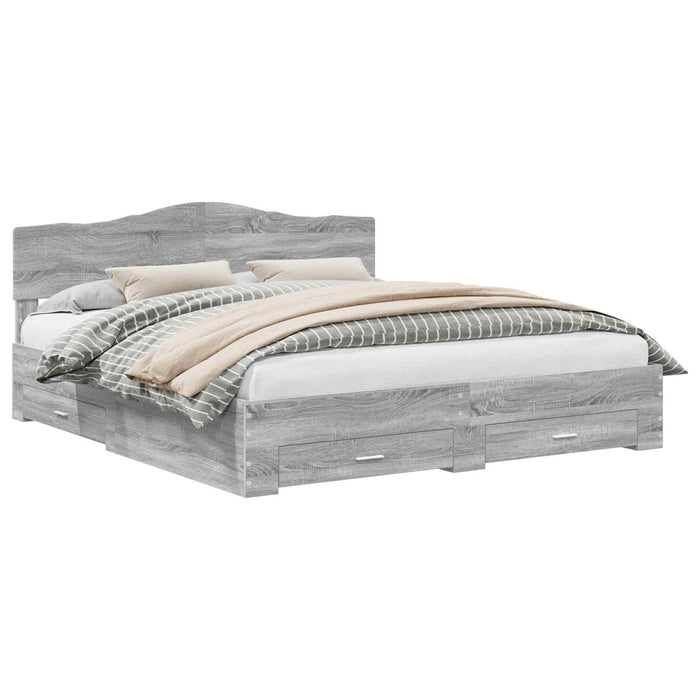 Struttura del letto con testiera Grigio Sonoma 200 x 200 cm 3413157