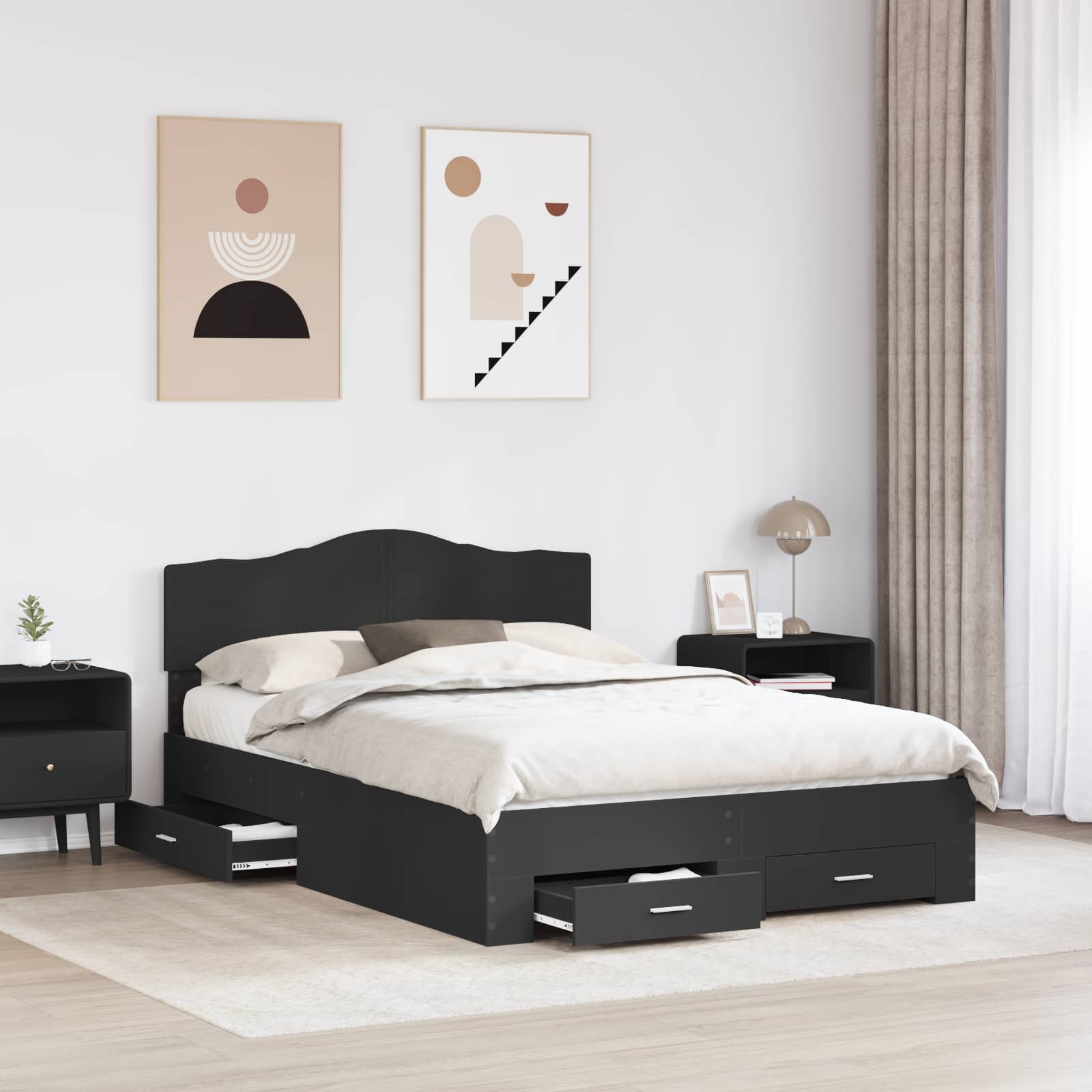 Struttura del letto Nero 140 x 200 cm Legno multistrato 3413185