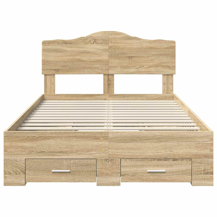 Struttura del letto con testiera Rovere Sonoma 135 x 190 cm 3413204