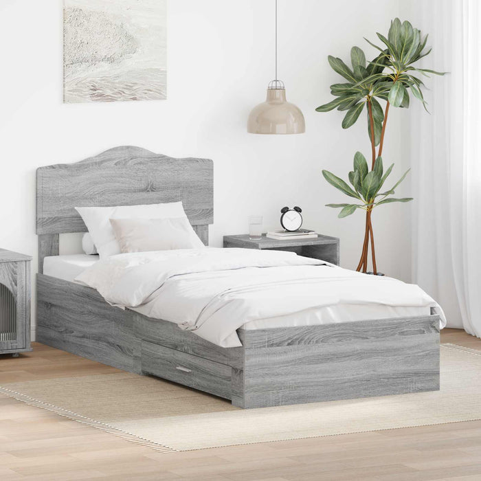 Struttura del letto Grigio Sonoma 90 x 190 cm Legno multistrato 3413252