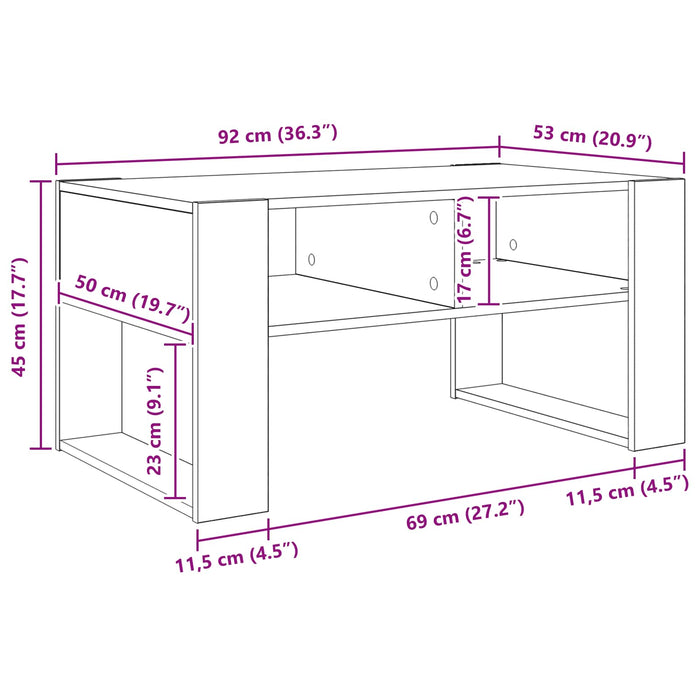 Tavolino da salotto Bianco 92 x 53 x 45 cm Legno multistrato 8000092
