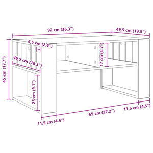 Tavolino da salotto Bianco 92 x 49,5 x 45 cm Legno multistrato 8000108