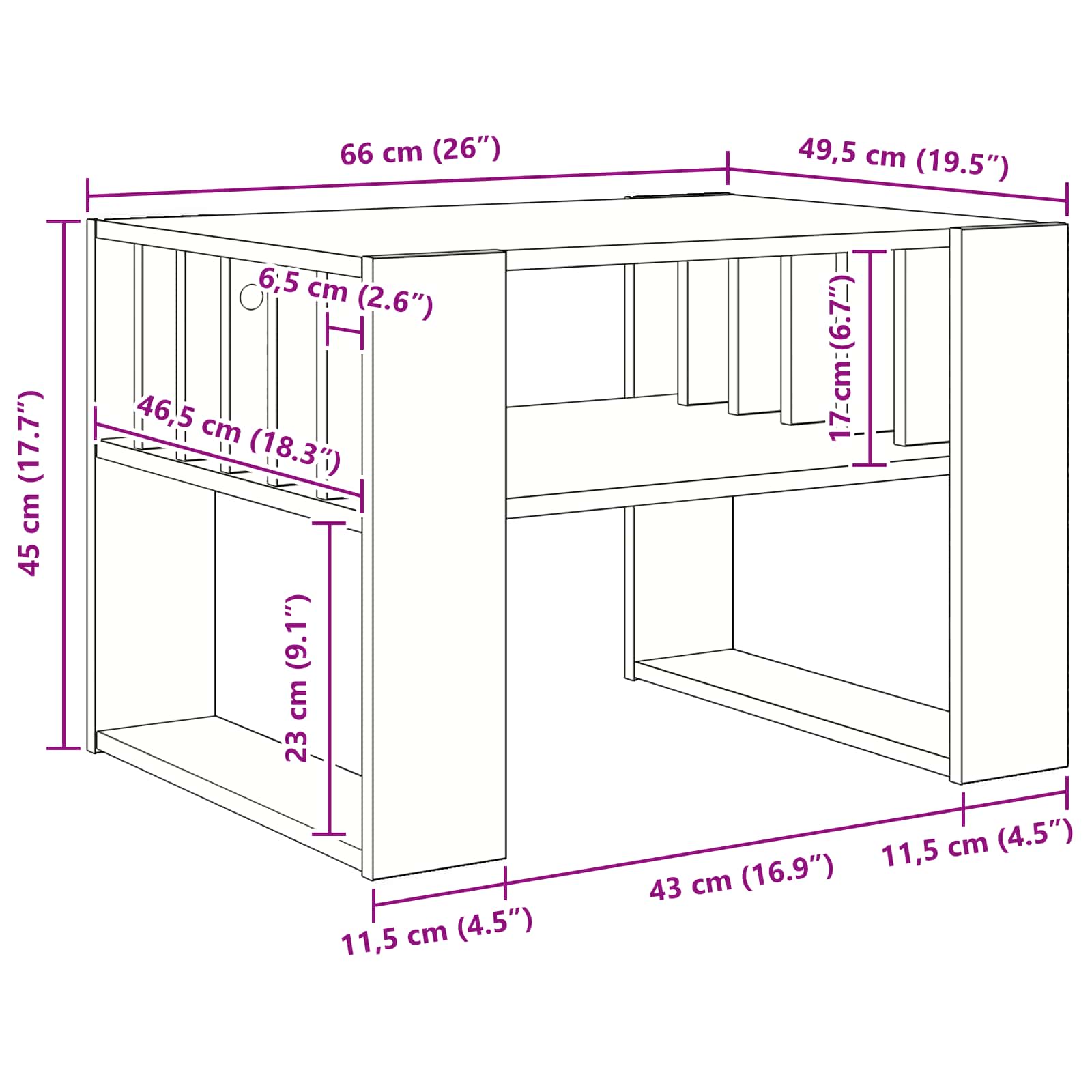 Tavolino da salotto Bianco 66 x 49,5 x 45 cm Legno multistrato 8000116