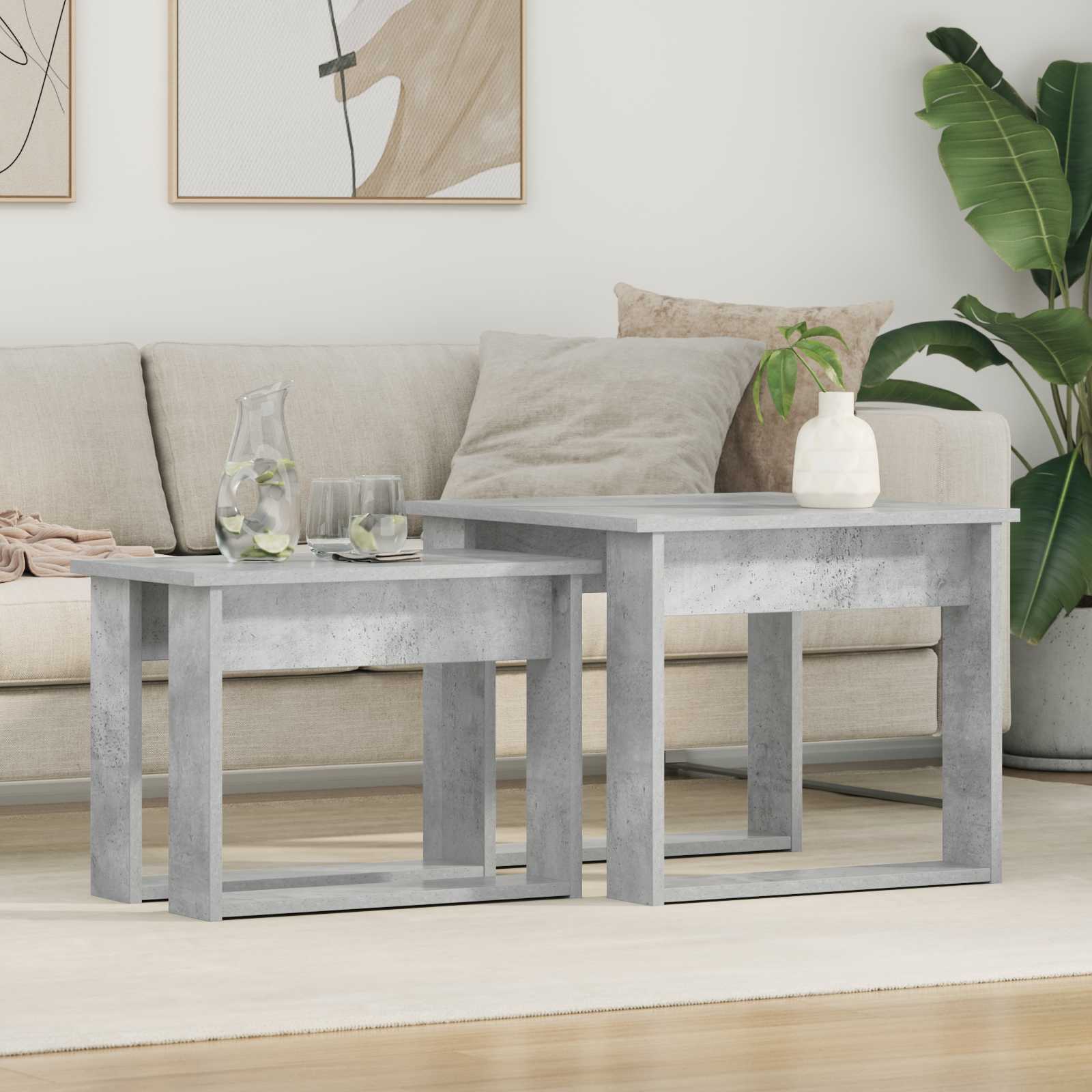Set di Tavolini da Caffè 2 pcs Grigio cemento Legno multistrato 8000127