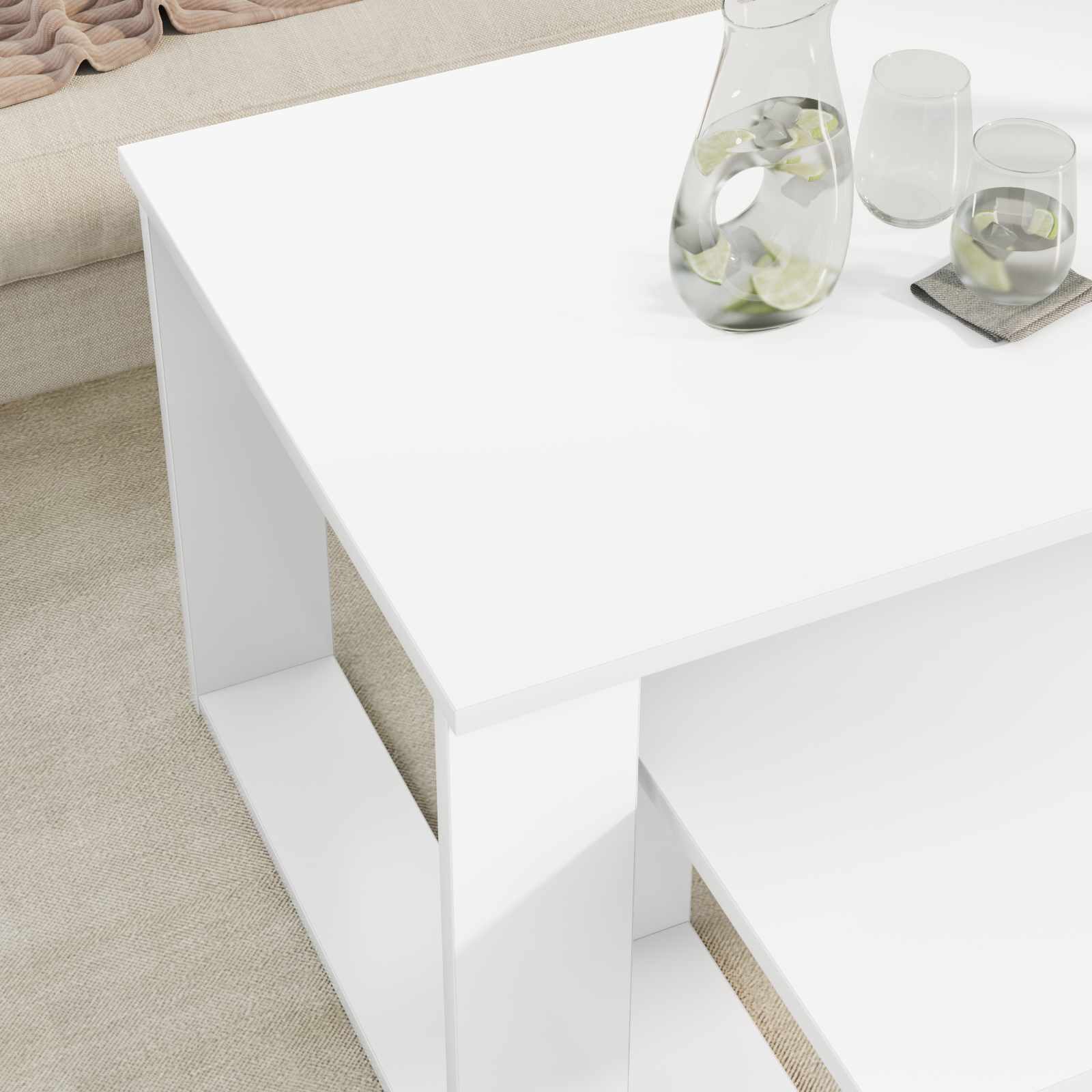 Set di Tavolini da Caffè 2 pcs Bianco Legno multistrato 8000132