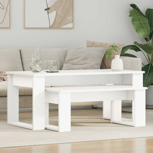 Set di Tavolini da Caffè 2 pcs Bianco Legno multistrato 8000132
