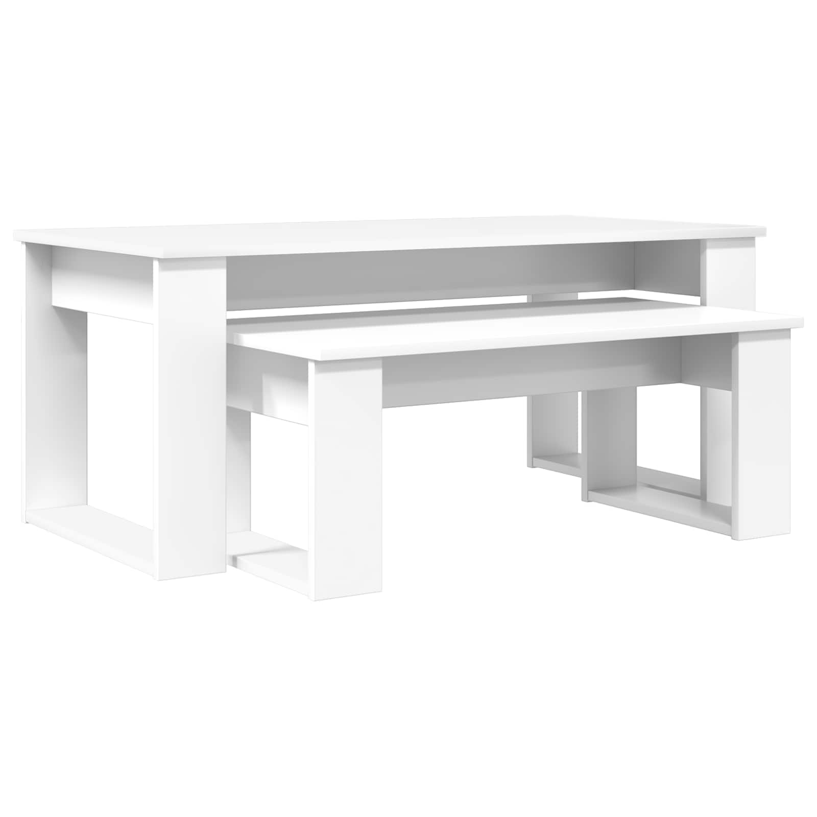 Set di Tavolini da Caffè 2 pcs Bianco Legno multistrato 8000132