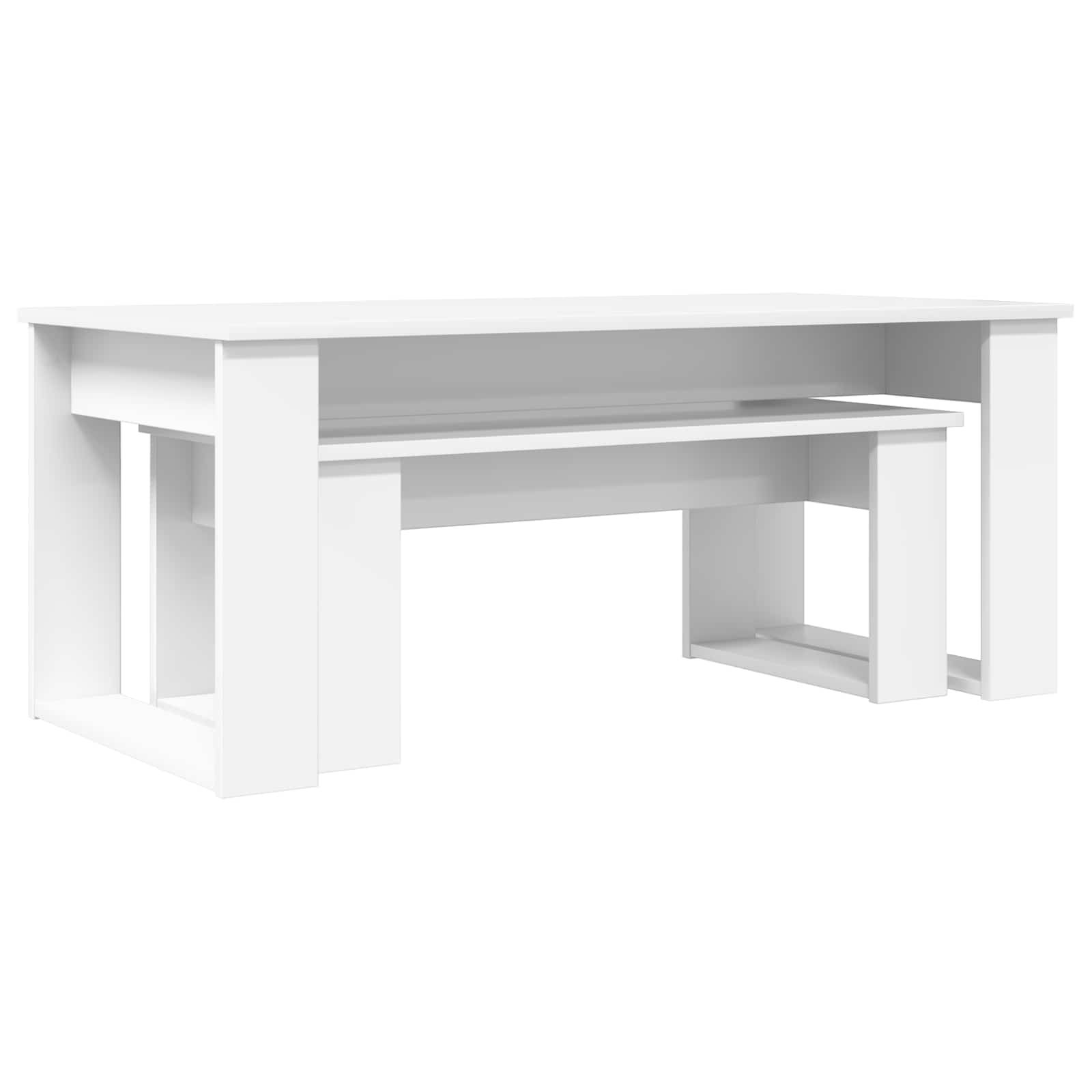 Set di Tavolini da Caffè 2 pcs Bianco Legno multistrato 8000132