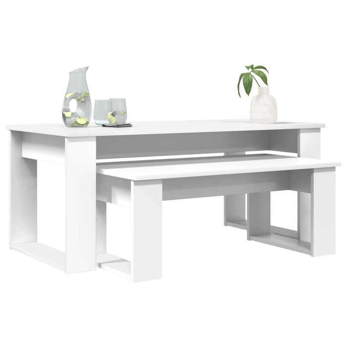 Set di Tavolini da Caffè 2 pcs Bianco Legno multistrato 8000132