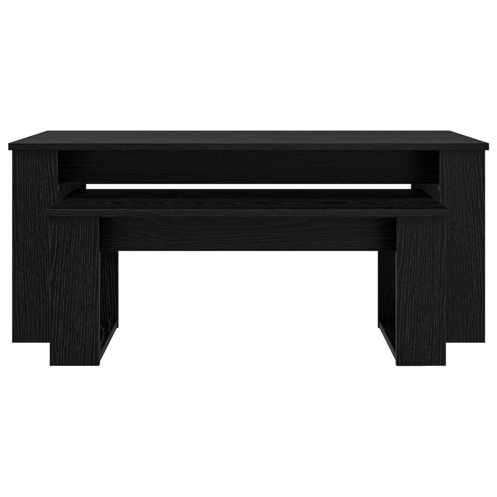 Set di Tavolini da Caffè 2 pcs Rovere Nero Legno multistrato 8000133