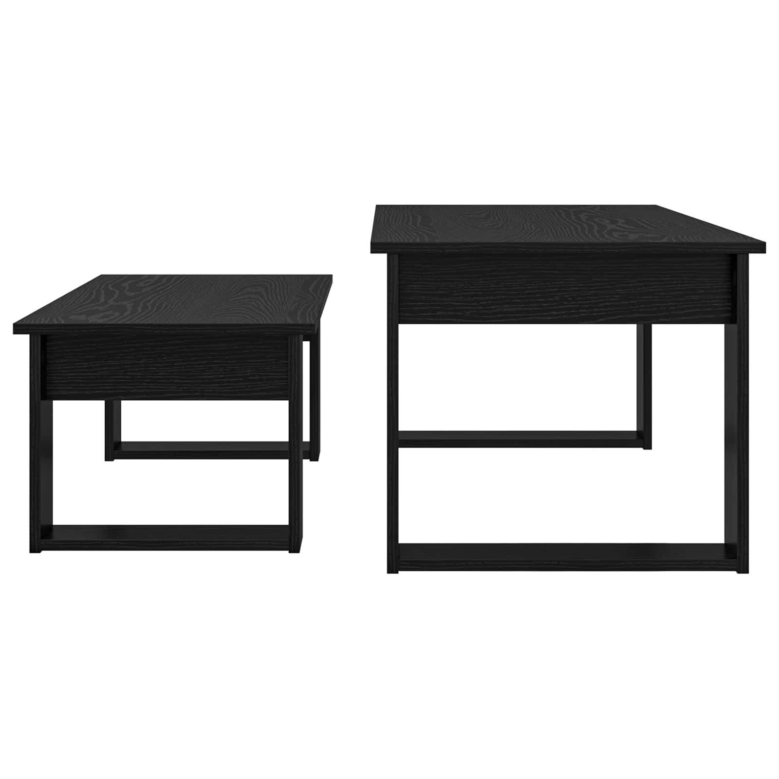 Set di Tavolini da Caffè 2 pcs Rovere Nero Legno multistrato 8000133