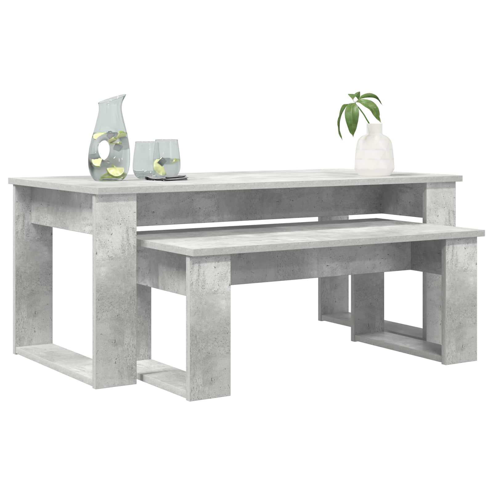 Set di Tavolini da Caffè 2 pcs Grigio cemento Legno multistrato 8000135