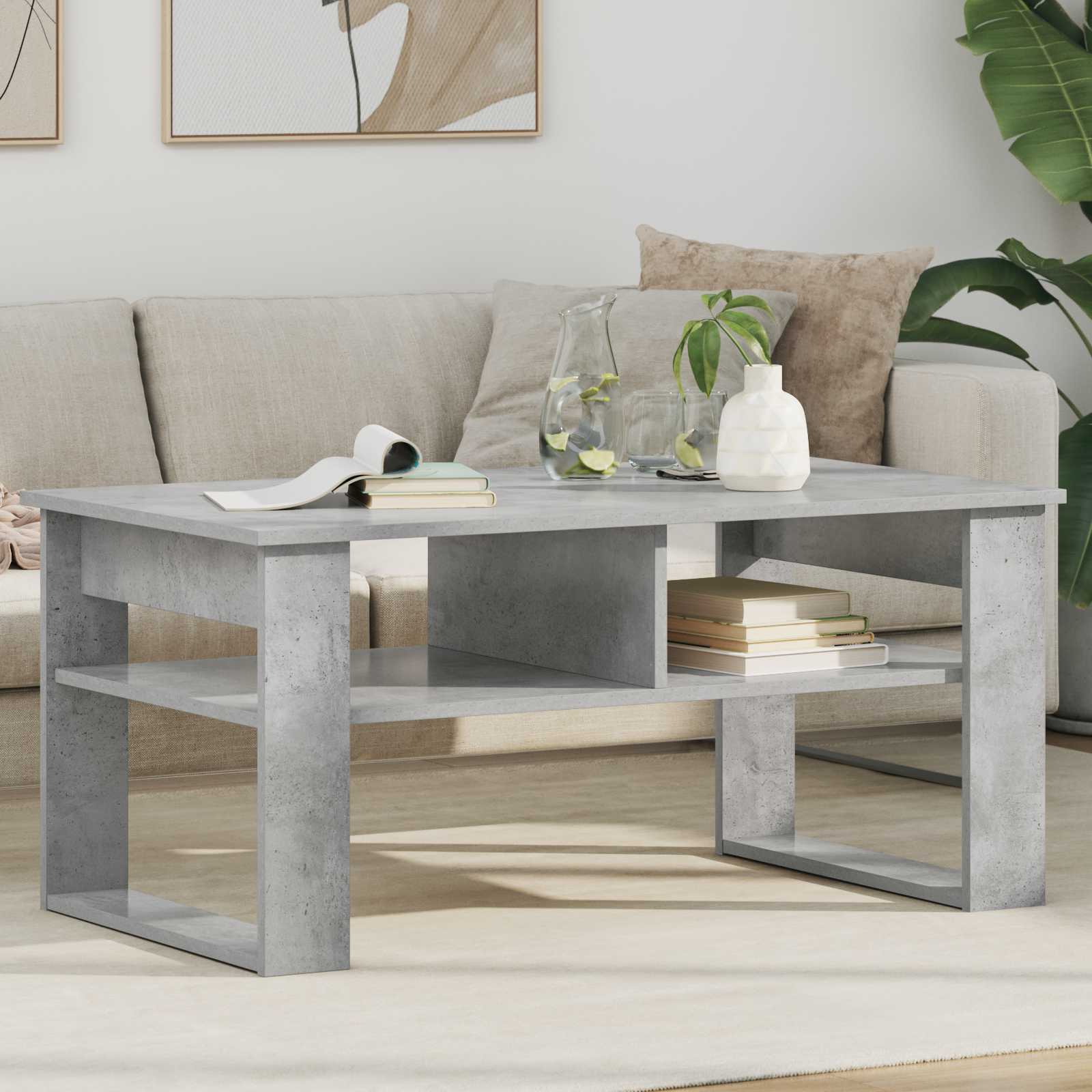Tavolino da salotto Grigio cemento 96 x 54 x 44 cm 8000151
