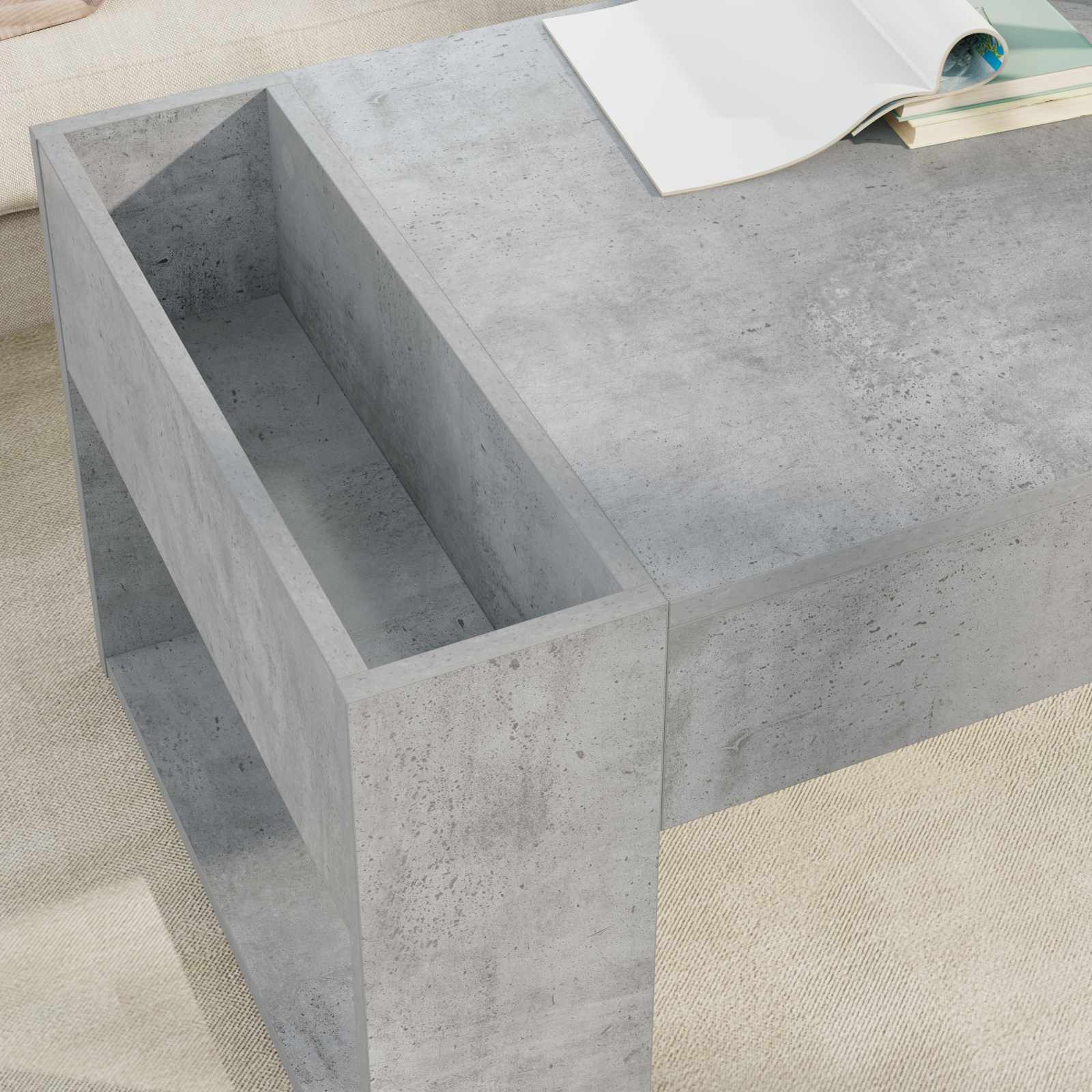 Tavolino da salotto Grigio cemento 110 x 50 x 41 cm 8000159