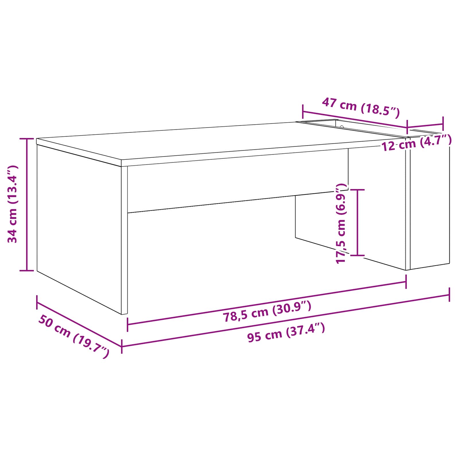Tavolino da salotto Bianco 95 x 50 x 34 cm Legno multistrato 8000164