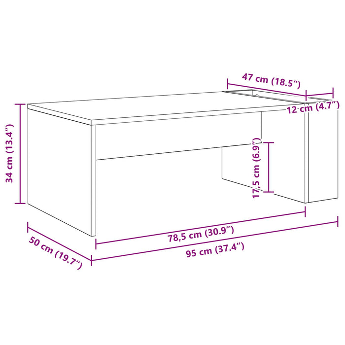 Tavolino da salotto Bianco 95 x 50 x 34 cm Legno multistrato 8000164