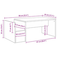 Tavolino da salotto Rovere artigianale 90 x 45 x 35 cm 8000179
