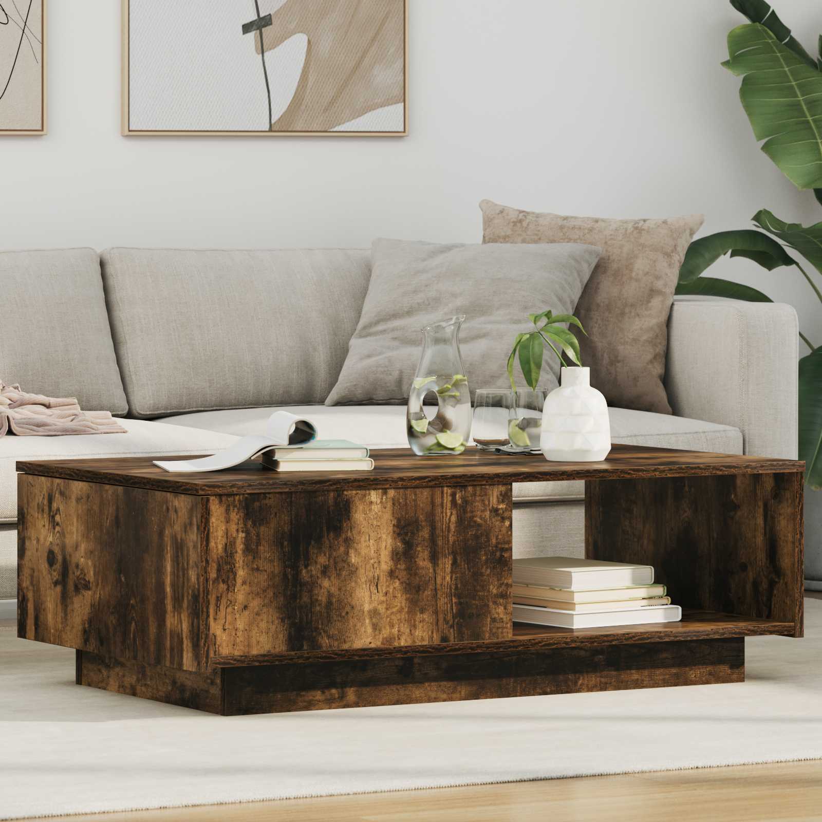 Tavolino da salotto con cassetto Rovere fumé 95 x 55 x 31 cm 8000184