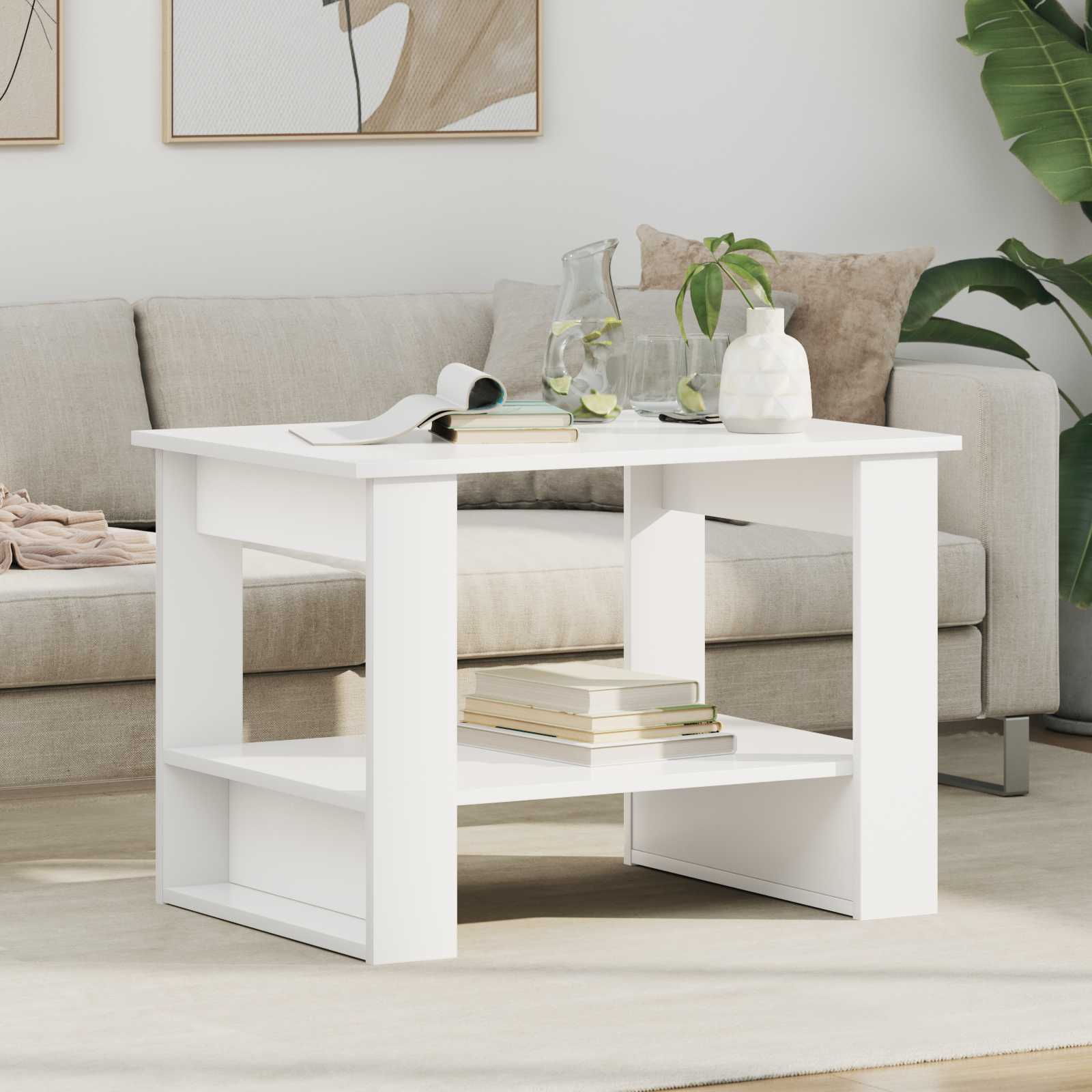 Tavolino da salotto Bianco 72 x 50 x 50 cm Legno multistrato 8000188