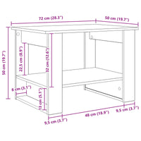 Tavolino da salotto Grigio Sonoma 72 x 50 x 50 cm 8000193