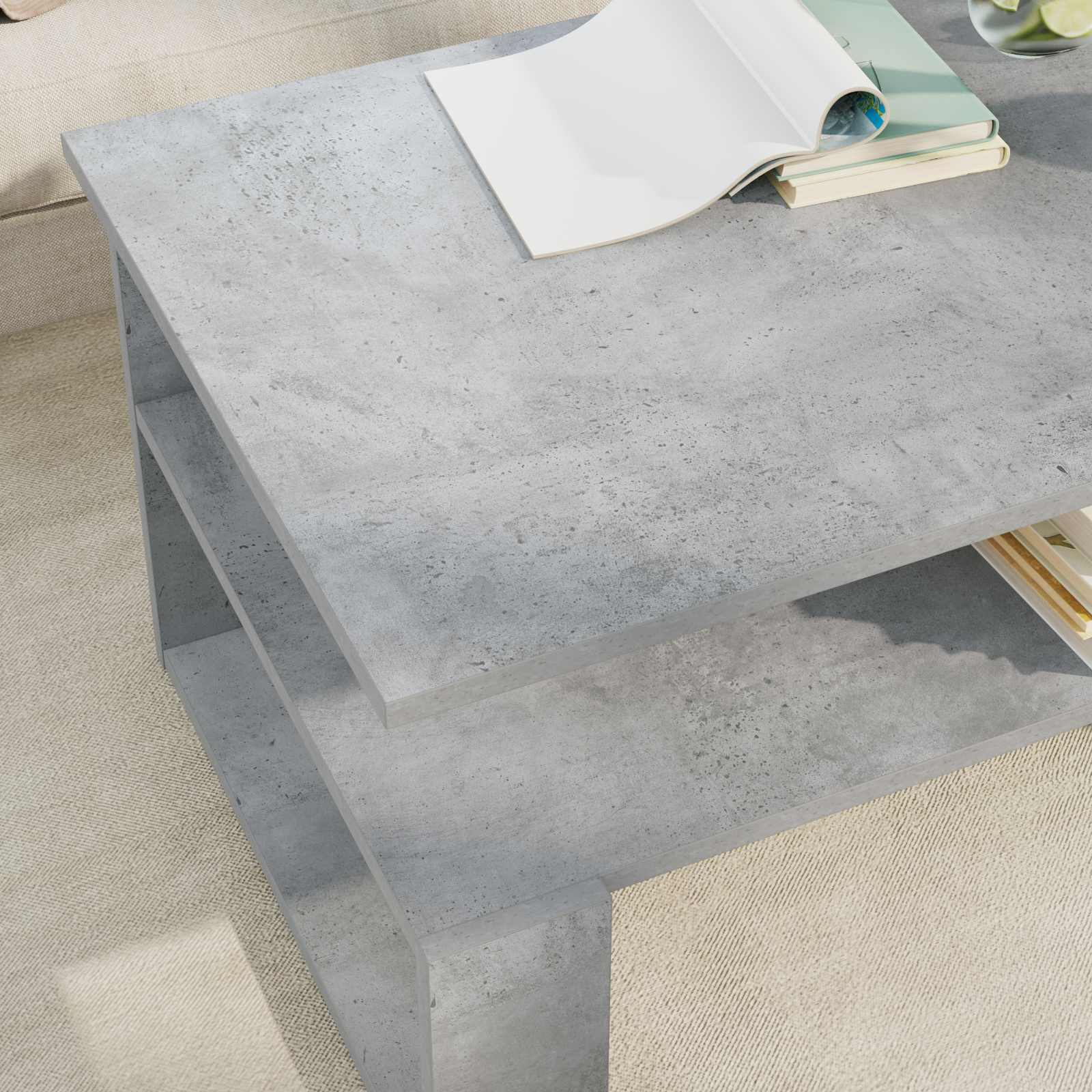 Tavolino da salotto Grigio cemento 90 x 50 x 40 cm 8000215