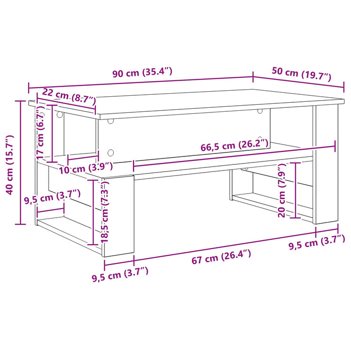 Tavolino da salotto Grigio Sonoma 90 x 50 x 40 cm 8000217