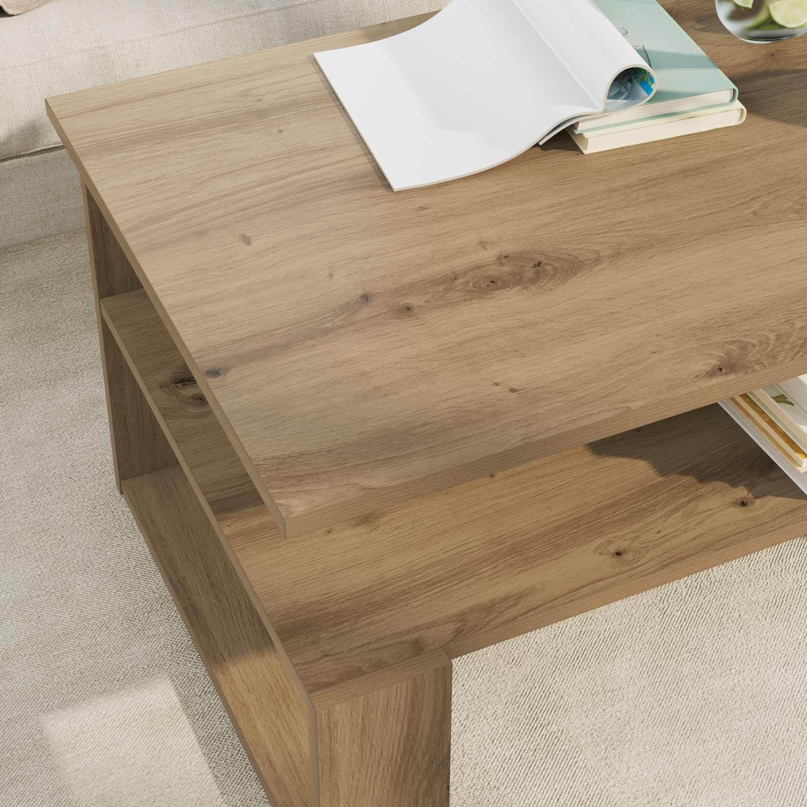 Tavolino da salotto Rovere artigianale 90 x 50 x 40 cm 8000219