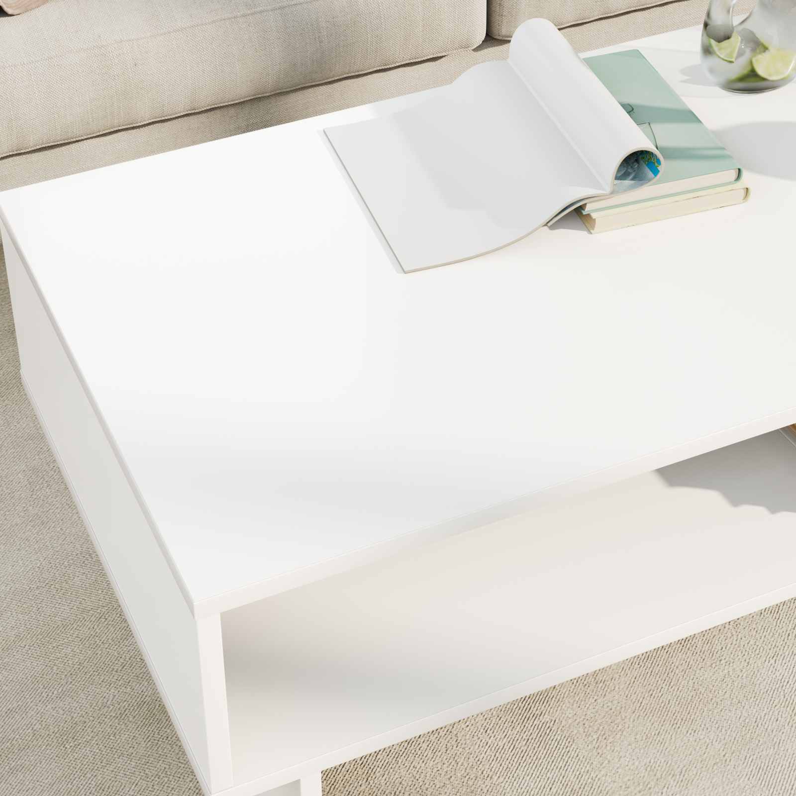Tavolino da salotto Bianco 100 x 46 x 35 cm Legno multistrato 8000236