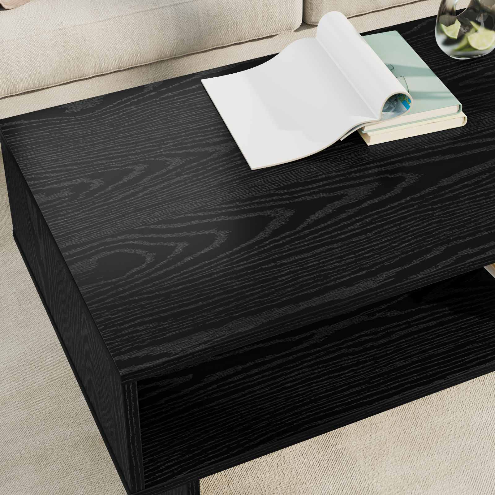 Tavolino da salotto Rovere Nero 100 x 46 x 35 cm 8000237