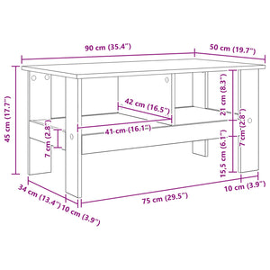 Tavolino da salotto Bianco 90 x 50 x 45 cm Legno multistrato 8000252