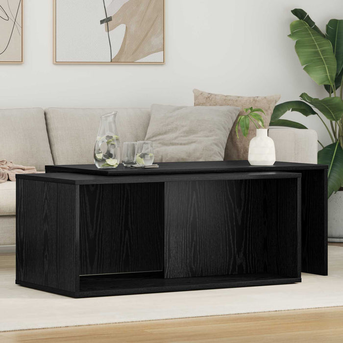 Set di Tavolini da Caffè 2 pcs Rovere Nero Legno multistrato 8000261