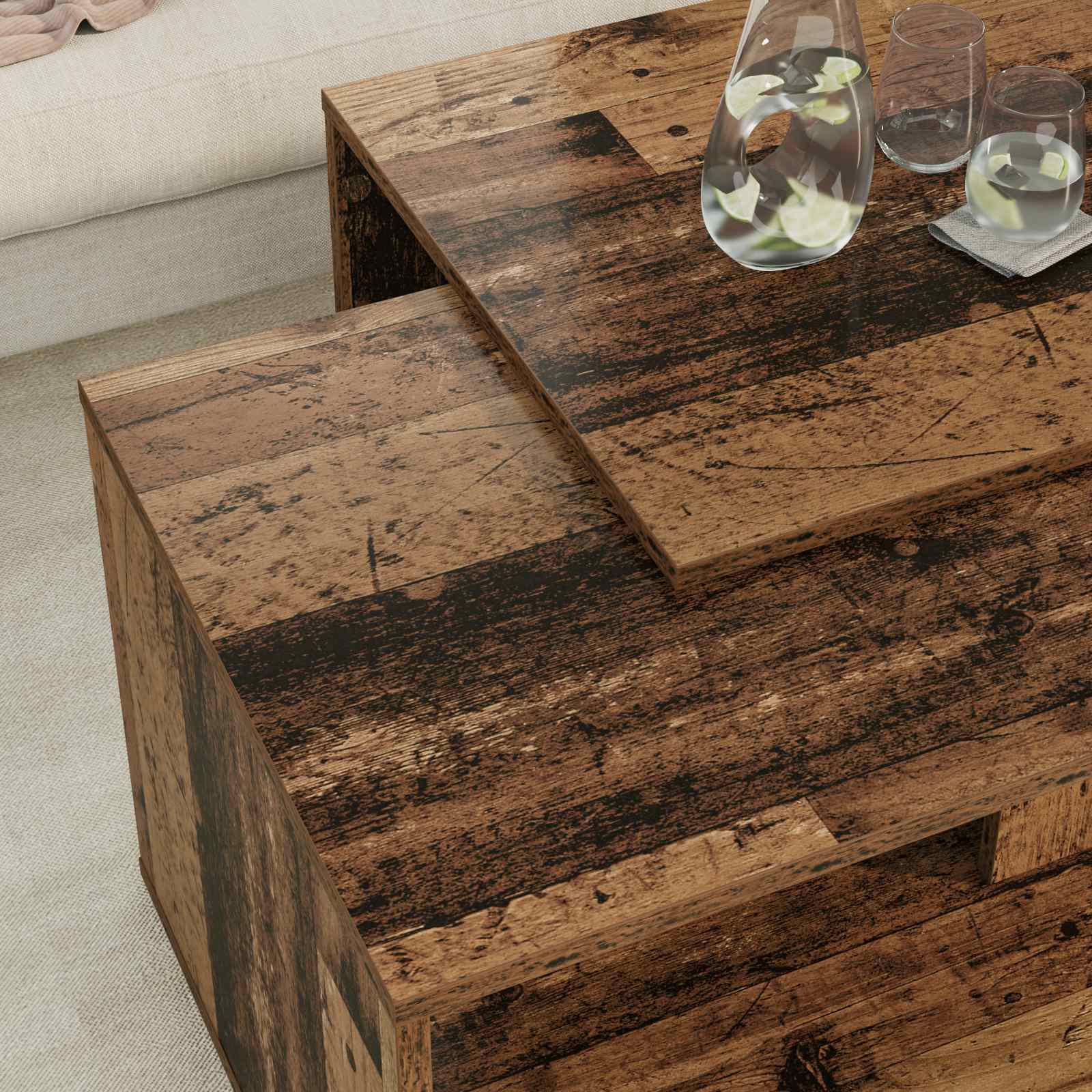Set di Tavolini da Caffè 2 pcs Legno vecchio Legno multistrato 8000266