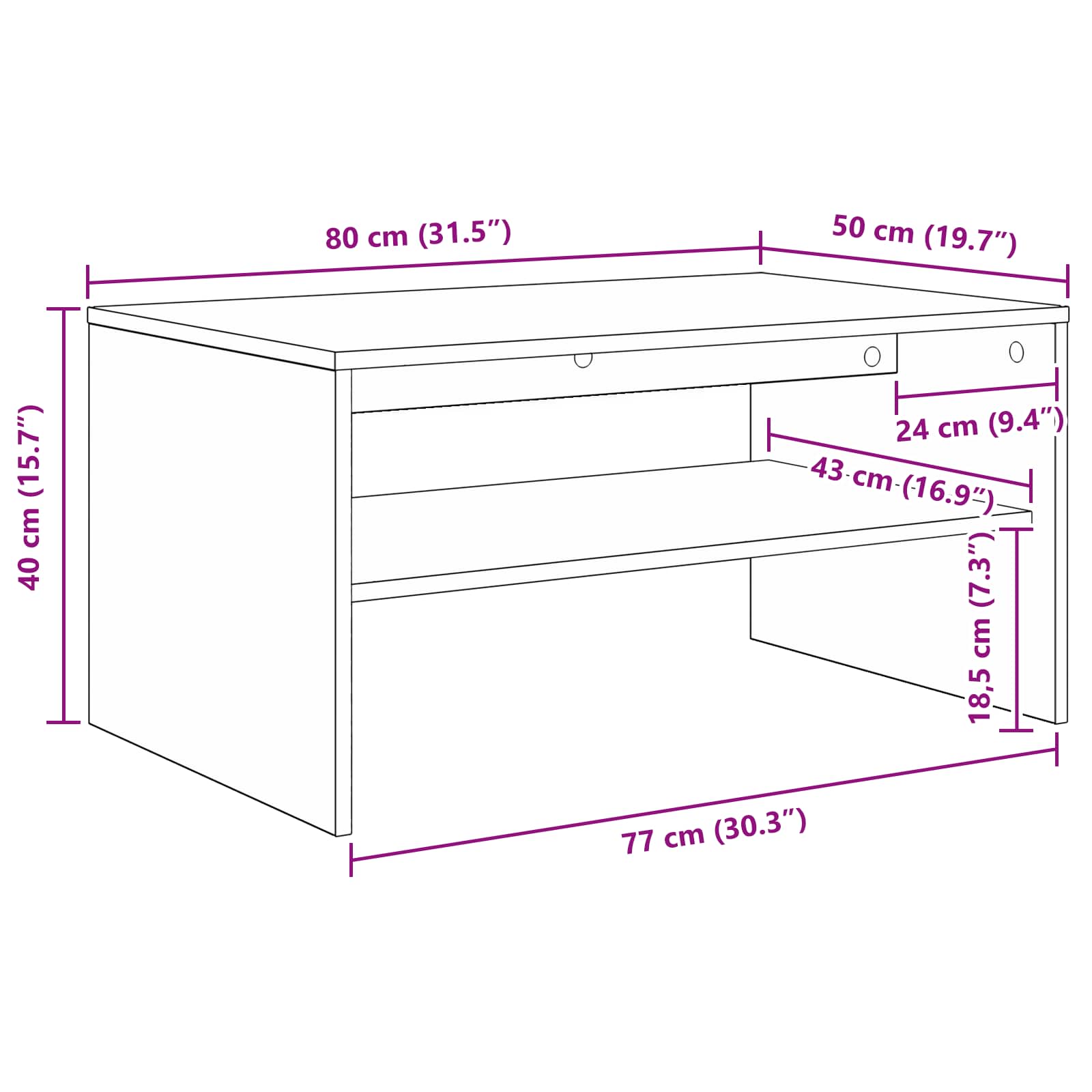 Tavolino da salotto Rovere Sonoma 80 x 50 x 40 cm 8000278