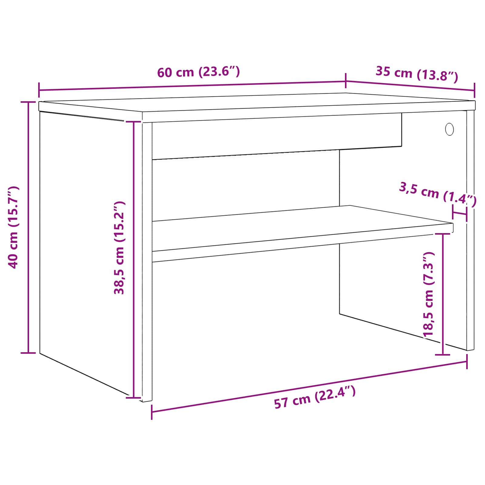 Mobile TV Rovere fumé 60 x 35 x 40 cm Legno multistrato 8000296