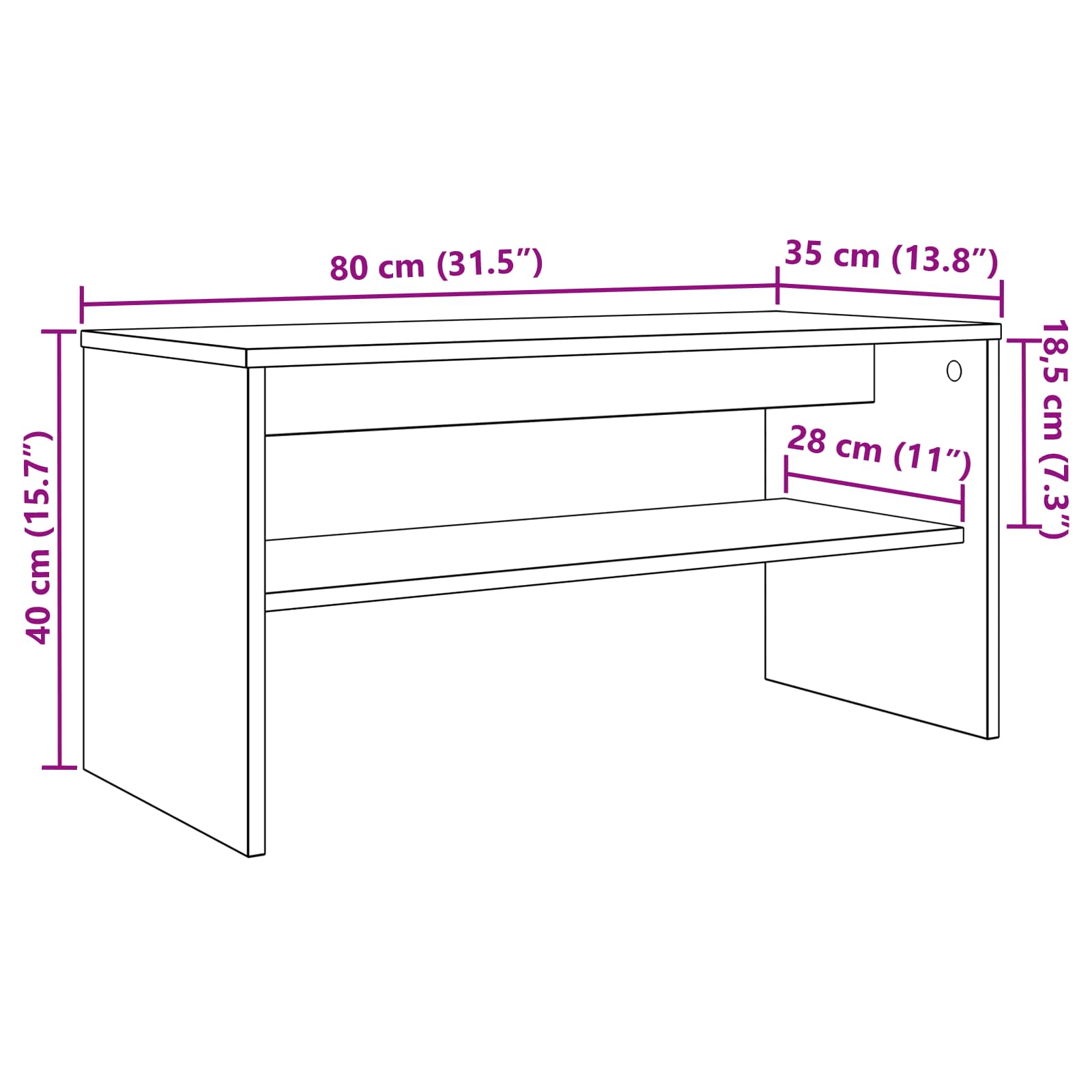 Mobile TV Rovere artigianale 80 x 35 x 40 cm Legno multistrato 8000307