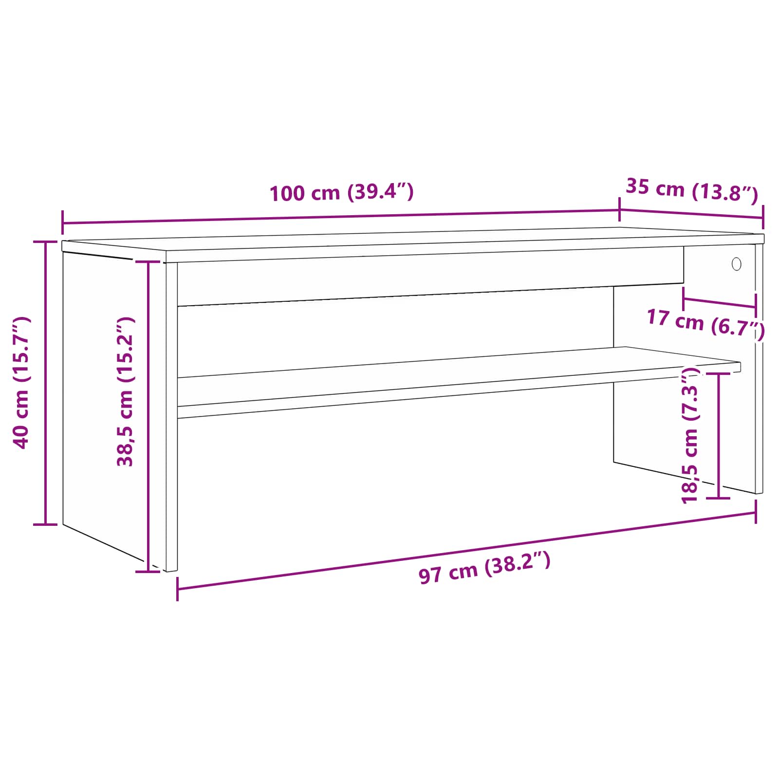 Mobile TV Rovere artigianale 100 x 35 x 40 cm Legno multistrato 8000315