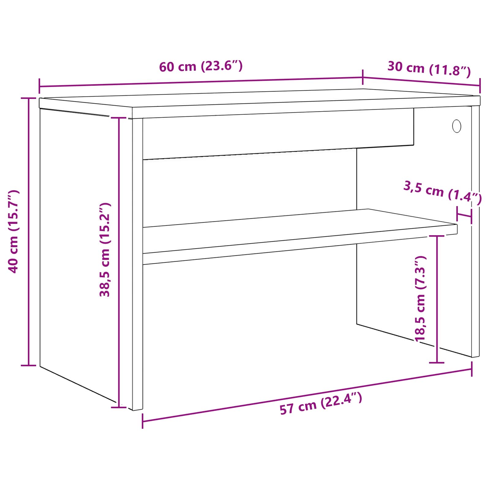 Mobile TV Rovere artigianale 60 x 30 x 40 cm Legno multistrato 8000323