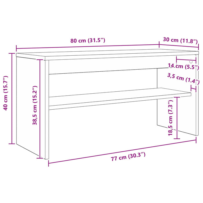Mobile TV Rovere Nero 80 x 30 x 40 cm Legno multistrato 8000325