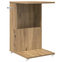 Tavolo laterale con ruota Rovere artigianale 40 x 35 x 60 cm 8000379